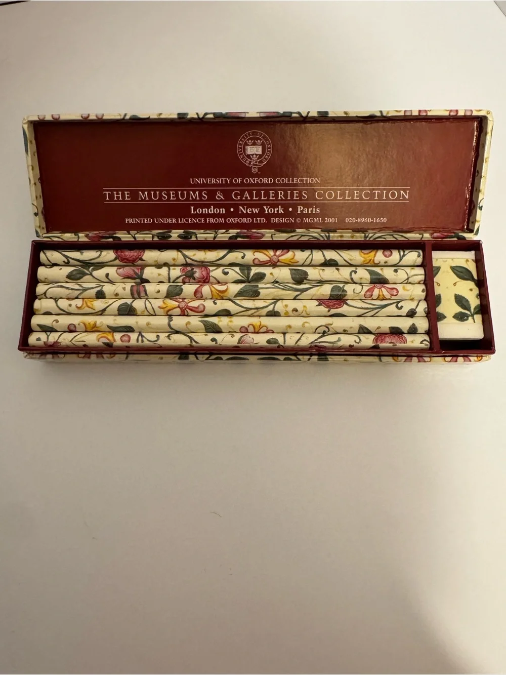 University of Oxford Museum Gallery Floral Pencil Set with eraser matching box